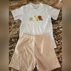 Kids Animal Print Matching Set - White and Tan